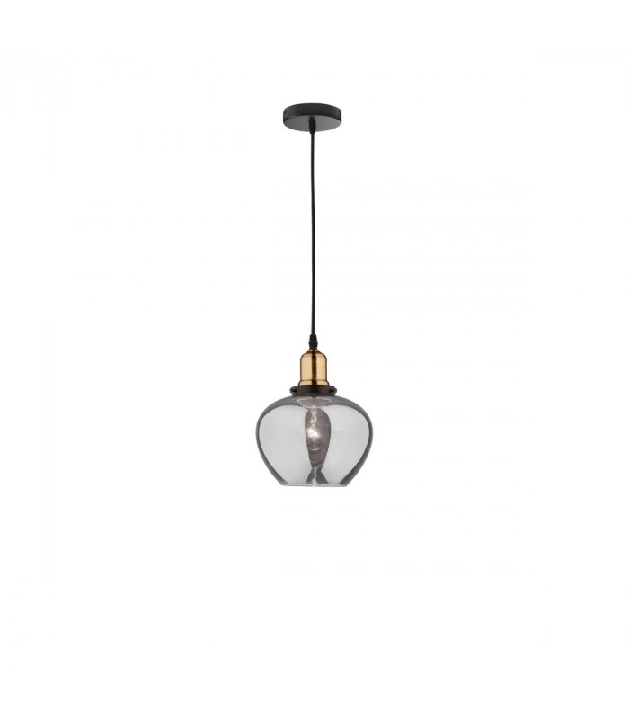 Cedro Dome Pendant Ceiling Light Smoky Glass Bronze Black Metal LED E27-1