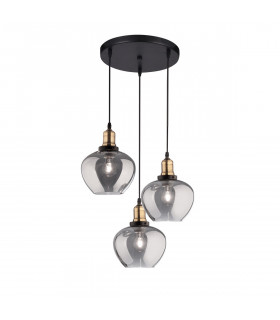 Cedro 3 Light Cluster Pendant Ceiling Light Smoky Glass Bronze Black Metal LED E27-1