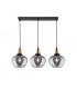 Cedro 3 Light Bar Pendant Ceiling Light Smoky Glass Bronze Black Metal LED E27-1