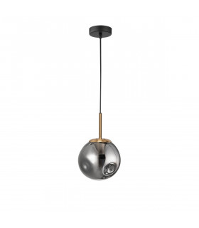 Spada Globe Pendant Ceiling Light Gold Metal Chrome Glass Black LED E27-1