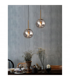 Spada Globe Pendant Ceiling Light Gold Metal Chrome Glass Black LED E27-2