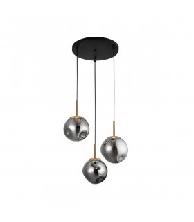 Spada 3 Light Cluster Pendant Ceiling Light Gold Metal Chrome Glass Black LED E27-1
