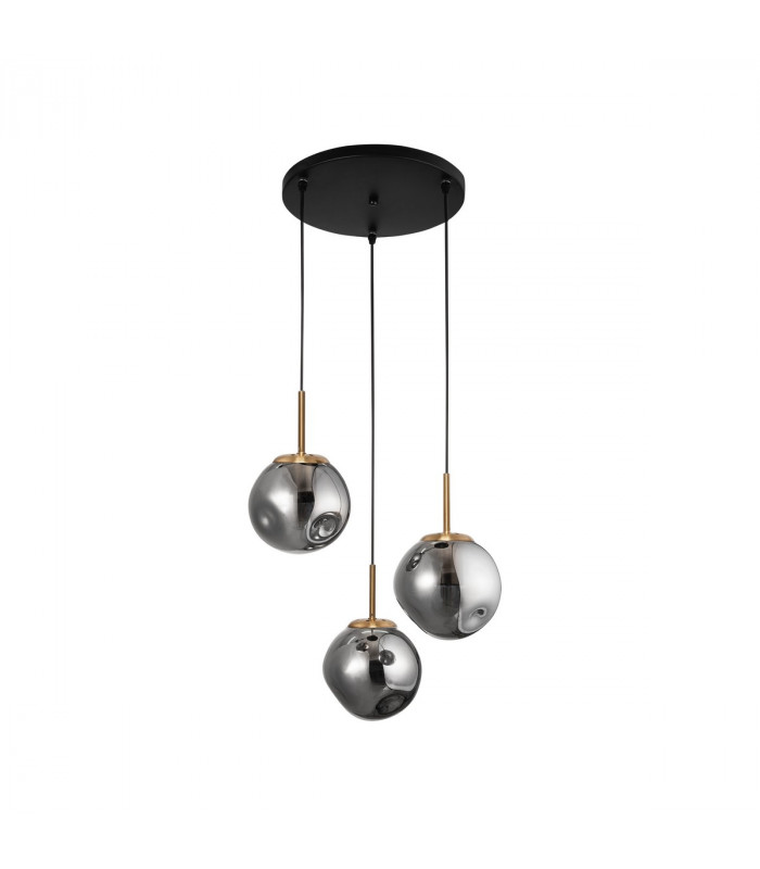 Spada 3 Light Cluster Pendant Ceiling Light Gold Metal Chrome Glass Black LED E27-1