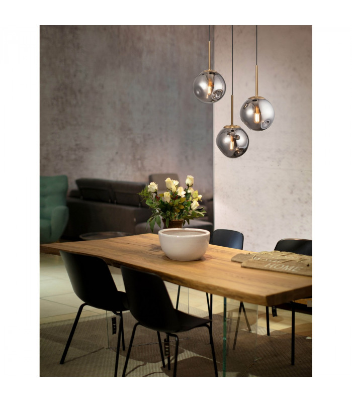 Spada 3 Light Cluster Pendant Ceiling Light Gold Metal Chrome Glass Black LED E27-2