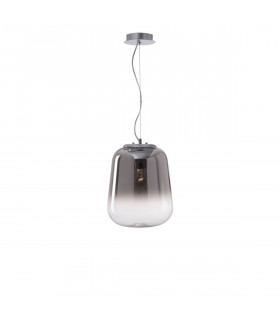 Oliverio 33cm Globe Pendant Ceiling Light Smoke Glass Chrome Aluminium LED E27-1