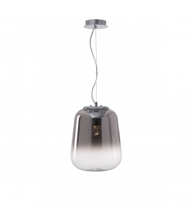 Oliverio 45cm Globe Pendant Ceiling Light Smoke Glass Chrome Aluminium LED E27-1
