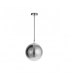 Ficato 20cm Globe Pendant Ceiling Light Smoke Glass Chrome Aluminium LED E27-1