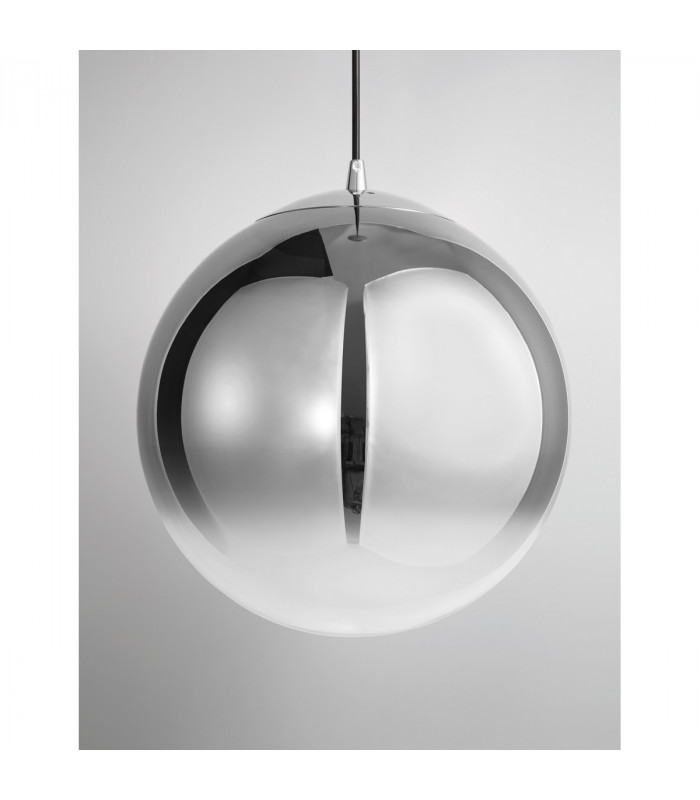 Ficato 30cm Globe Pendant Ceiling Light Smoke Glass Chrome Aluminium LED E27-3