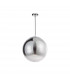 Ficato 40cm Globe Pendant Ceiling Light Smoke Glass Chrome Aluminium LED E27-1