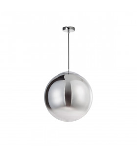 Ficato 40cm Globe Pendant Ceiling Light Smoke Glass Chrome Aluminium LED E27-1