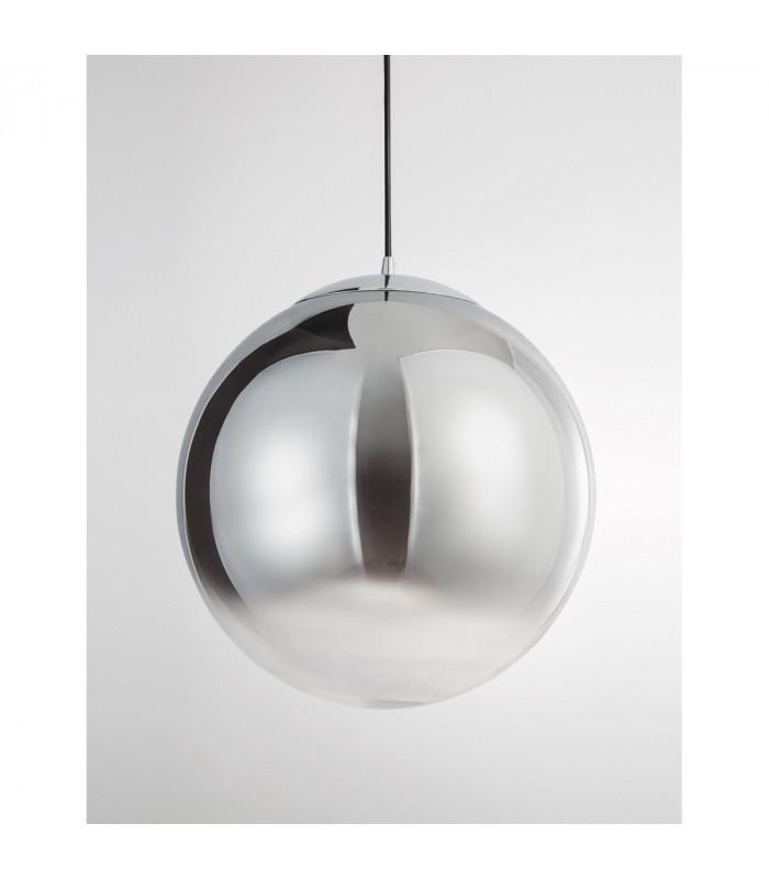 Ficato 40cm Globe Pendant Ceiling Light Smoke Glass Chrome Aluminium LED E27-3