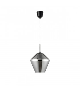 Veiro 23cm Dome Pendant Ceiling Light Chrome Glass Black Metal Black Fabric Wire LED E27-1