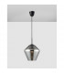 Veiro 23cm Dome Pendant Ceiling Light Chrome Glass Black Metal Black Fabric Wire LED E27-3