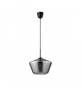 Veiro 30cm Dome Pendant Ceiling Light Chrome Glass Black Metal Black Fabric Wire LED E27-1