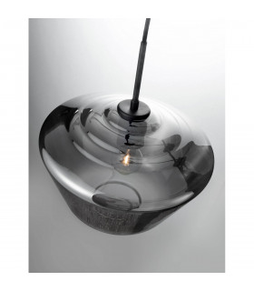 Veiro 30cm Dome Pendant Ceiling Light Chrome Glass Black Metal Black Fabric Wire LED E27-2