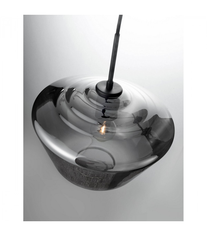 Veiro 30cm Dome Pendant Ceiling Light Chrome Glass Black Metal Black Fabric Wire LED E27-2