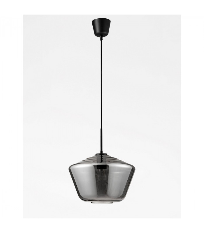 Veiro 30cm Dome Pendant Ceiling Light Chrome Glass Black Metal Black Fabric Wire LED E27-4