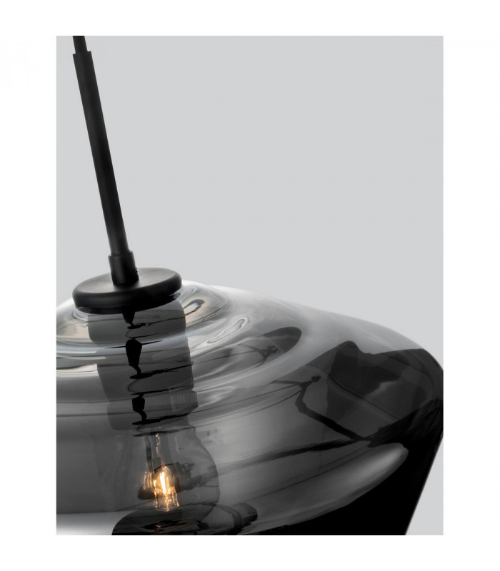 Veiro 30cm Dome Pendant Ceiling Light Chrome Glass Black Metal Black Fabric Wire LED E27-5