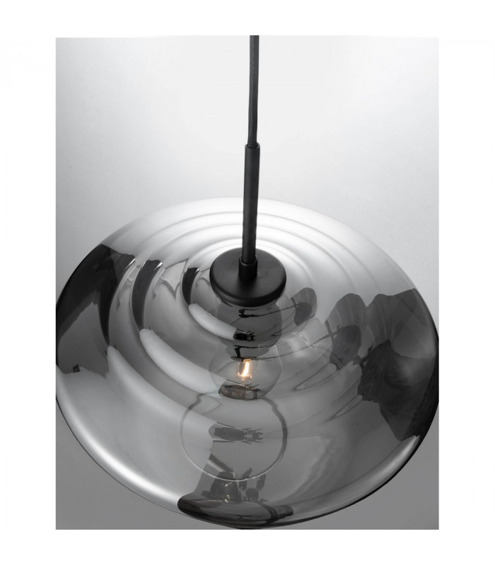 Veiro 30cm Dome Pendant Ceiling Light Chrome Glass Black Metal Black Fabric Wire LED E27-6