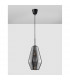 Veiro 17cm Dome Pendant Ceiling Light Chrome Glass Black Metal Black Fabric Wire LED E27-4