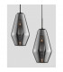 Veiro 17cm Dome Pendant Ceiling Light Chrome Glass Black Metal Black Fabric Wire LED E27-6