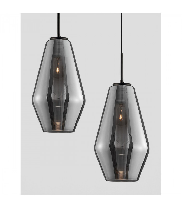 Veiro 17cm Dome Pendant Ceiling Light Chrome Glass Black Metal Black Fabric Wire LED E27-6
