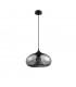 Savaz 28cm Dome Pendant Ceiling Light Chrome Glass Black Metal Black Fabric Wire LED E27-1