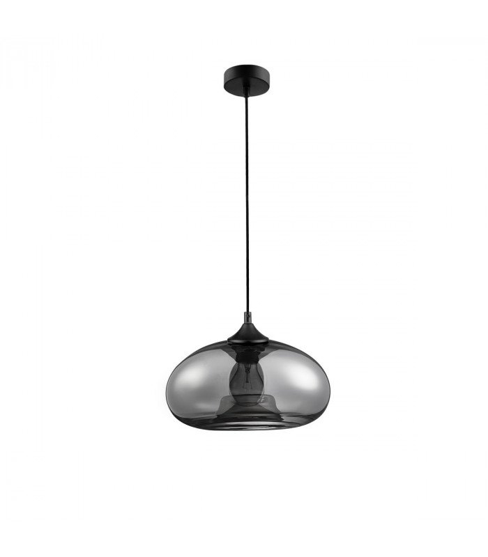 Savaz 28cm Dome Pendant Ceiling Light Chrome Glass Black Metal Black Fabric Wire LED E27-1