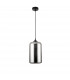 Savaz 17.5cm Dome Pendant Ceiling Light Chrome Glass Black Metal Black Fabric Wire LED E27-1