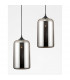 Savaz 17.5cm Dome Pendant Ceiling Light Chrome Glass Black Metal Black Fabric Wire LED E27-2
