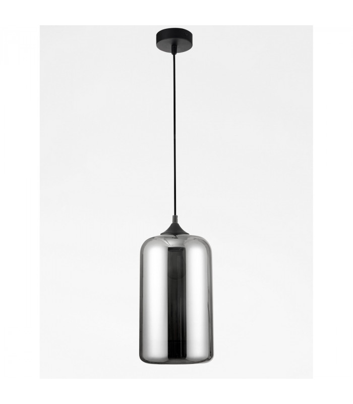 Savaz 17.5cm Dome Pendant Ceiling Light Chrome Glass Black Metal Black Fabric Wire LED E27-3