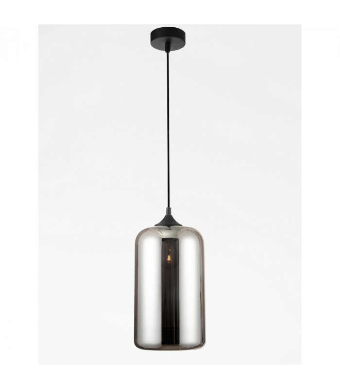 Savaz 17.5cm Dome Pendant Ceiling Light Chrome Glass Black Metal Black Fabric Wire LED E27-4