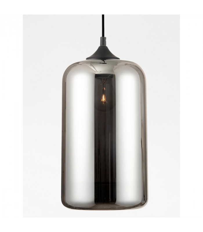 Savaz 17.5cm Dome Pendant Ceiling Light Chrome Glass Black Metal Black Fabric Wire LED E27-5