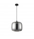 Savaz 28cm Dome Pendant Ceiling Light Chrome Glass Black Metal Black Fabric Wire LED E27-1