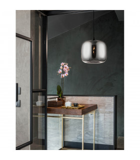 Savaz 28cm Dome Pendant Ceiling Light Chrome Glass Black Metal Black Fabric Wire LED E27-2