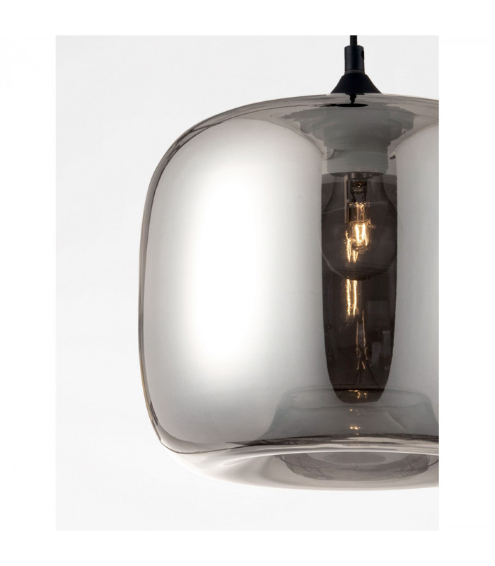 Savaz 28cm Dome Pendant Ceiling Light Chrome Glass Black Metal Black Fabric Wire LED E27-5