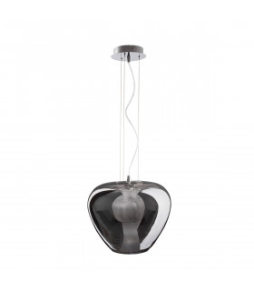 Nala Dome Pendant Ceiling Light Chrome Aluminium Smoke Glass LED E27-1