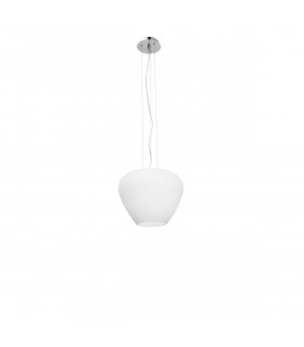 Nala Dome Pendant Ceiling Light Chrome Aluminium Opal Glass LED E27-1