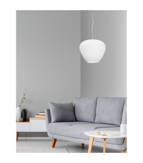 Nala Dome Pendant Ceiling Light Chrome Aluminium Opal Glass LED E27-2