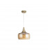Bel Dome Pendant Ceiling Light Amber Glass Chrome Metal Clear LED E27-1