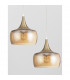 Bel Dome Pendant Ceiling Light Amber Glass Chrome Metal Clear LED E27-3