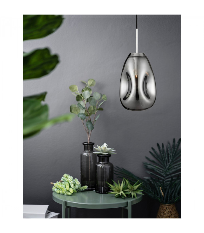 Lava 22cm Pendant Ceiling Light Chrome Metal Handmade Chrome Glass LED E27-2