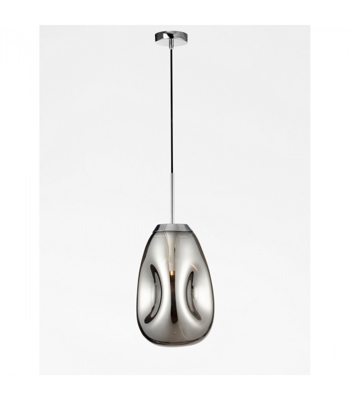 Lava 22cm Pendant Ceiling Light Chrome Metal Handmade Chrome Glass LED E27-3