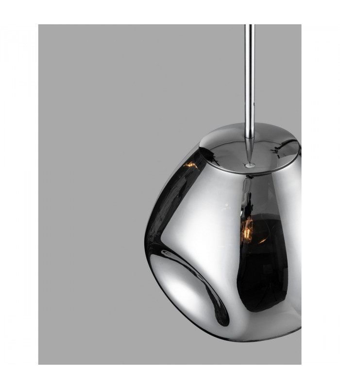Lava 25cm Pendant Ceiling Light Chrome Metal Handmade Chrome Glass LED E27-2