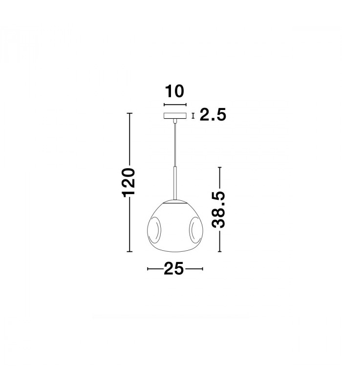 Lava 25cm Pendant Ceiling Light Chrome Metal Handmade Chrome Glass LED E27-4