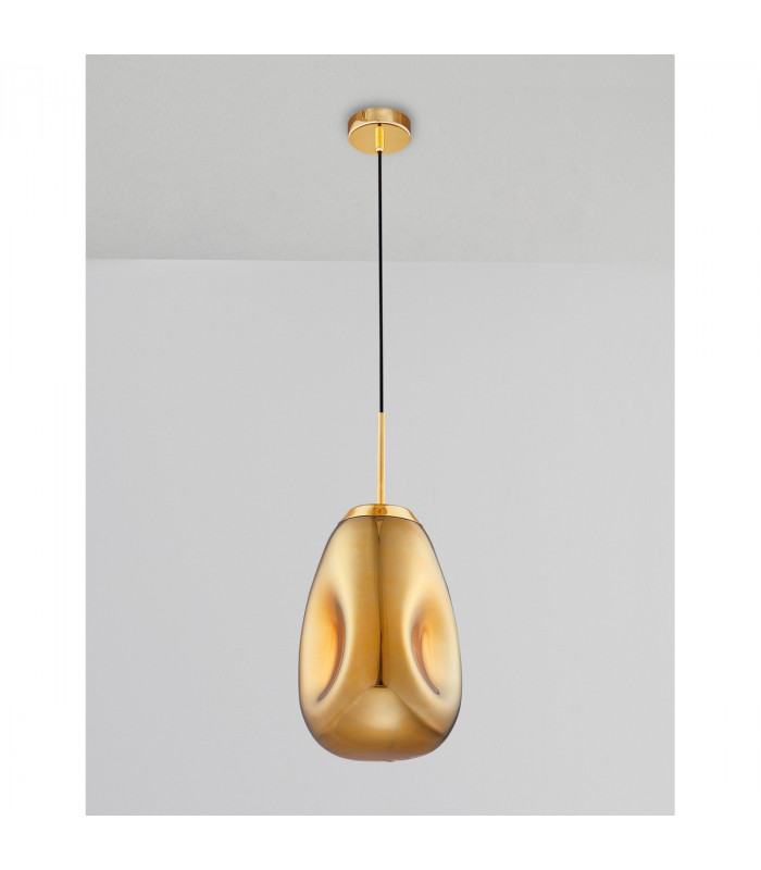 Lava 22.5cm Pendant Ceiling Light Gold Metal Handmade Gold Glass LED E27-4