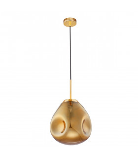 Lava 25cm Pendant Ceiling Light Gold Metal Handmade Gold Glass LED E27-1