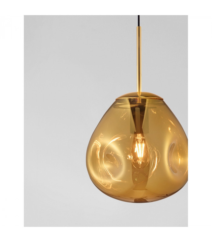 Lava 25cm Pendant Ceiling Light Gold Metal Handmade Gold Glass LED E27-3