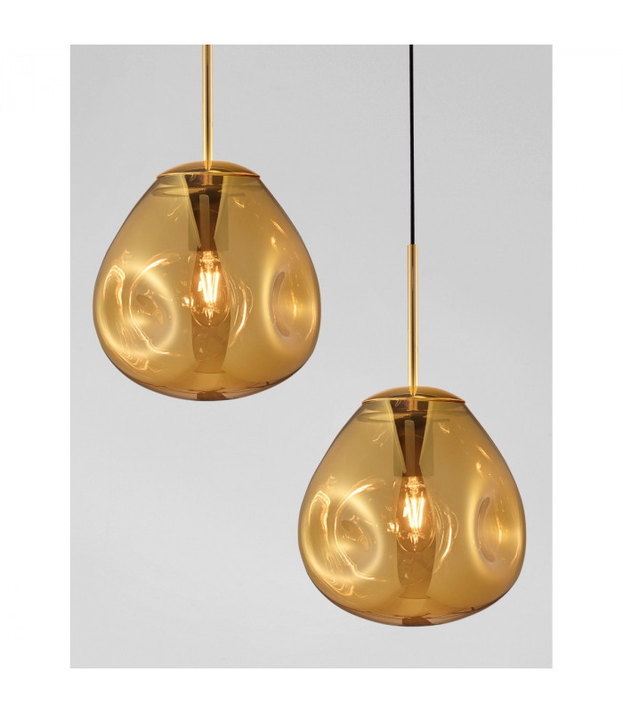 Lava 25cm Pendant Ceiling Light Gold Metal Handmade Gold Glass LED E27-4