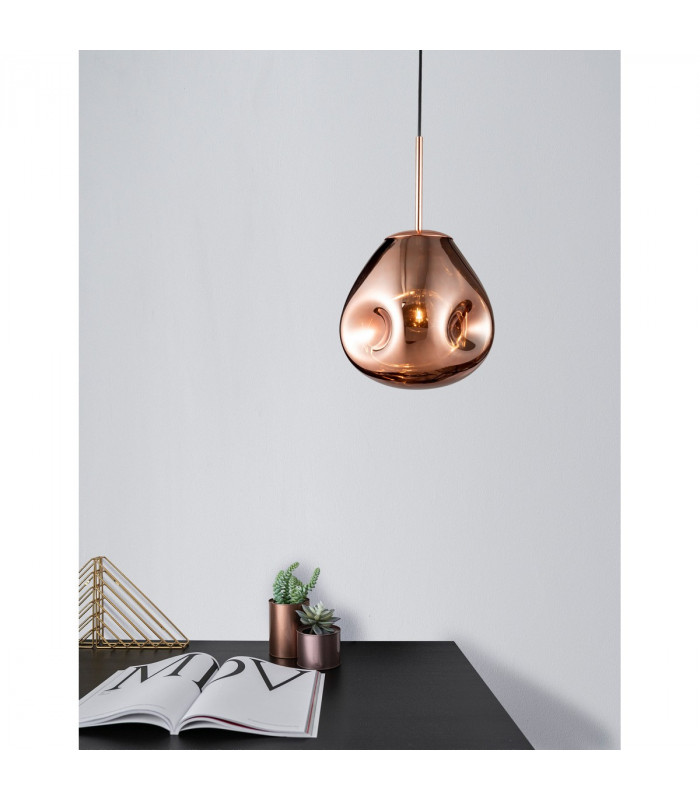 Lava 25cm Pendant Ceiling Light Copper Metal Handmade Copper Glass LED E27-2